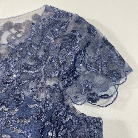 J.J’s House Mother of Bride Dress formal Women 42 bust floral appliqué Sheer Top - Picture 11 of 16